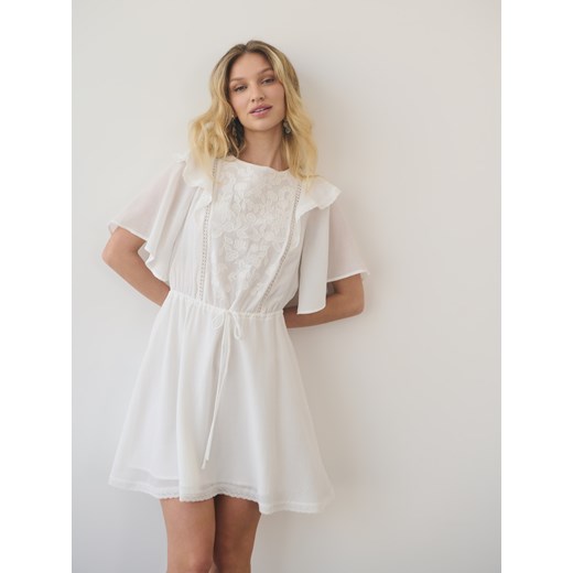Mohito - Sukienka mini z wiskozą - kremowy ze sklepu Mohito w kategorii Sukienki - zdjęcie 185081961