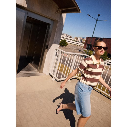 Mohito - T-shirt z kołnierzykiem polo - wielobarwny ze sklepu Mohito w kategorii Bluzki damskie - zdjęcie 185082822