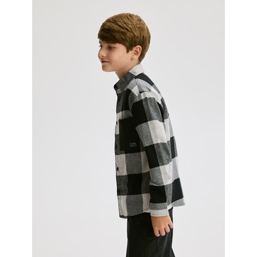 Reserved - Bawełniana koszula w kratę - jasnoszary Reserved 158 (12 lat) Reserved