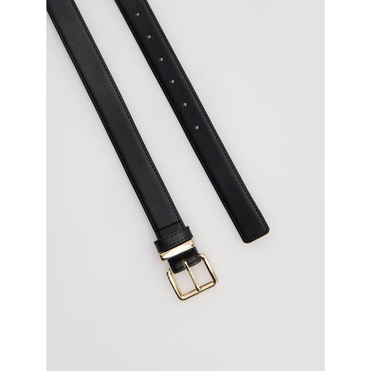 Reserved - Pasek z łączonych materiałów - czarny Reserved S Reserved