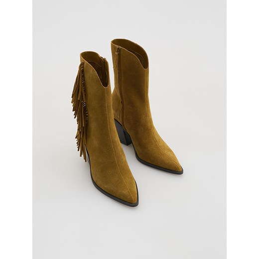 Reserved - Zamszowe botki z frędzlami - brązowy Reserved 35 Reserved