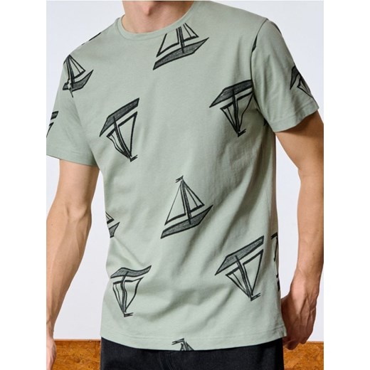 Sinsay - Koszulka we wzory - zielony ze sklepu Sinsay w kategorii T-shirty męskie - zdjęcie 185083732