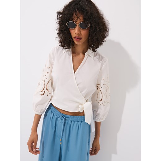 Mohito - Bawełniana bluzka - kremowy ze sklepu Mohito w kategorii Bluzki damskie - zdjęcie 185083882