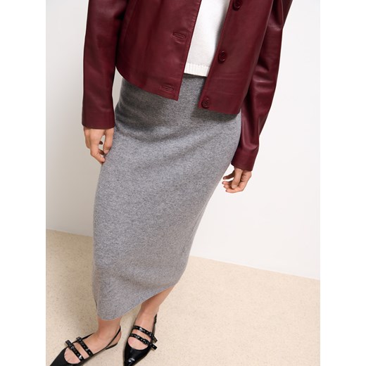 Mohito - Wełniana szara spódnica - szary Mohito M Mohito