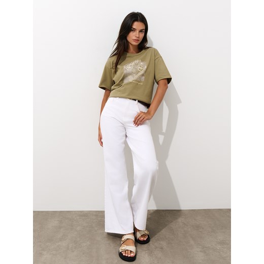 Mohito - T-shirt z nadrukiem - oliwkowy ze sklepu Mohito w kategorii Bluzki damskie - zdjęcie 185084301