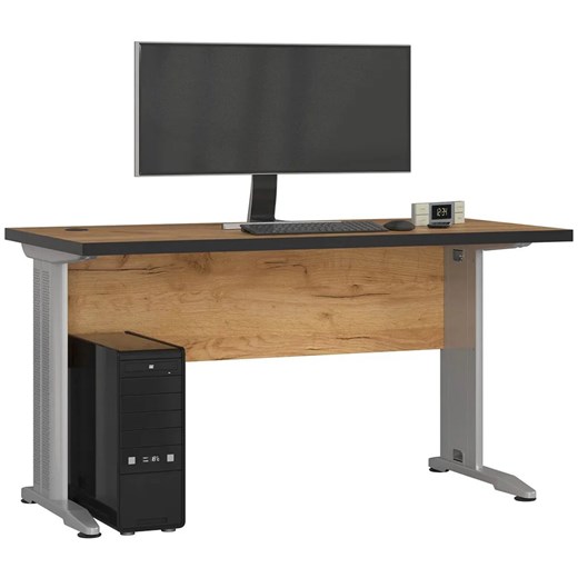Minimalistyczne biurko proste dąb craft F8-K35 ze sklepu Edinos.pl w kategorii Dom - zdjęcie 185085251