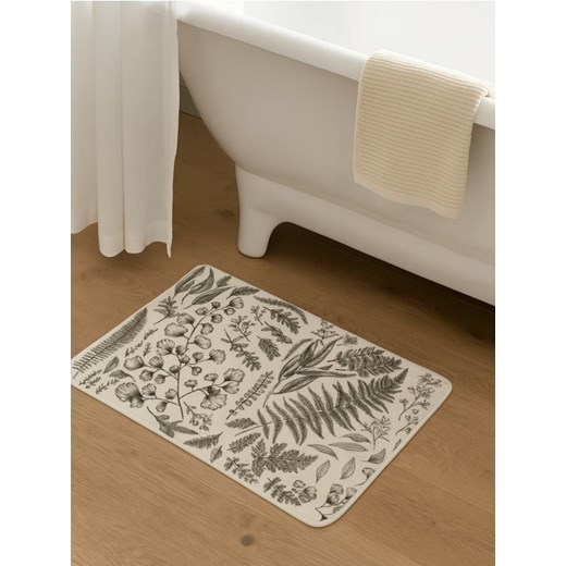 Sinsay - Mata łazienkowa w roślinny wzór - kremowy - id: 625GM-02X - marki Sinsay - 185132650 Sinsay - Mata łazienkowa w roślinny wzór - kremowy ze sklepu Sinsay w kategorii Dywaniki łazienkowe - zdjęcie 185132650