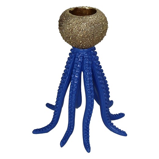 Kersten Świecznik &quot;Octopus&quot; w kolorze złoto-niebieskim - wys. 20 x Ø 16 cm ze sklepu Limango Polska w kategorii Świeczniki - zdjęcie 185134653