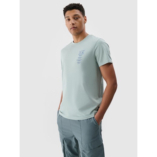 Męski t-shirt z nadrukiem 4F 4FRSS24TTSHM2536 - zielona ze sklepu Sportstylestory.com w kategorii T-shirty męskie - zdjęcie 185137543