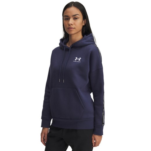 Damska bluza nierozpinana z kapturem Under Armour UA Icon Fleece Taped - granatowa ze sklepu Sportstylestory.com w kategorii Bluzy damskie - zdjęcie 185137754