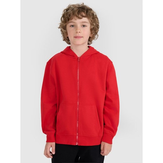 Chłopięca bluza rozpinana z kapturem 4F 4FJRAW25TSWSM2488 - czerwona ze sklepu Sportstylestory.com w kategorii Bluzy chłopięce - zdjęcie 185137941