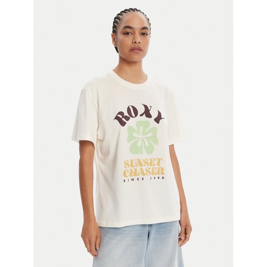 Roxy T-Shirt Hangloose Poster ERJZT06018 Écru Regular Fit ze sklepu MODIVO w kategorii Bluzki damskie - zdjęcie 185138772