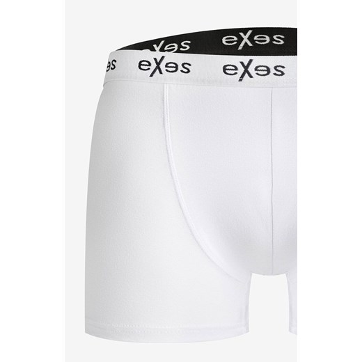 Bokserki męskie bawełniane białe z zewnętrznym pasem EXBO104WH, Kolor biały, Rozmiar S, EXES ze sklepu Primodo w kategorii Majtki męskie - zdjęcie 185139840
