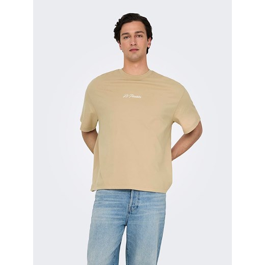 ONLY &amp; SONS Koszulka w kolorze beżowym ze sklepu Limango Polska w kategorii T-shirty męskie - zdjęcie 185140072