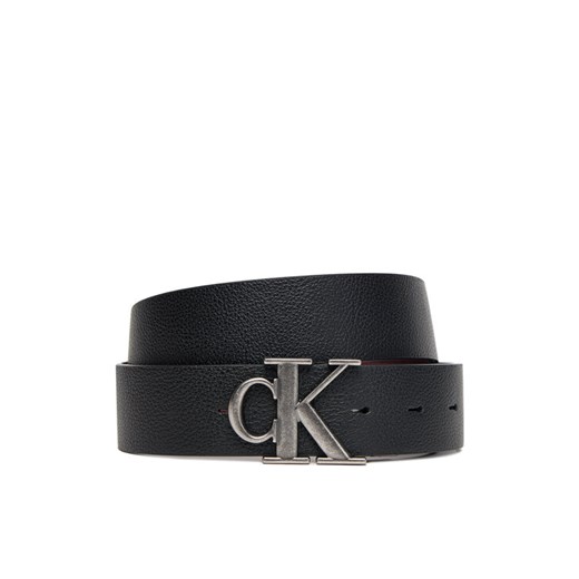 Pasek Męski Calvin Klein Monogram Buckle 35Mm Adj/Rev LV04D7017G Czarny ze sklepu eobuwie.pl w kategorii Paski męskie - zdjęcie 185353333