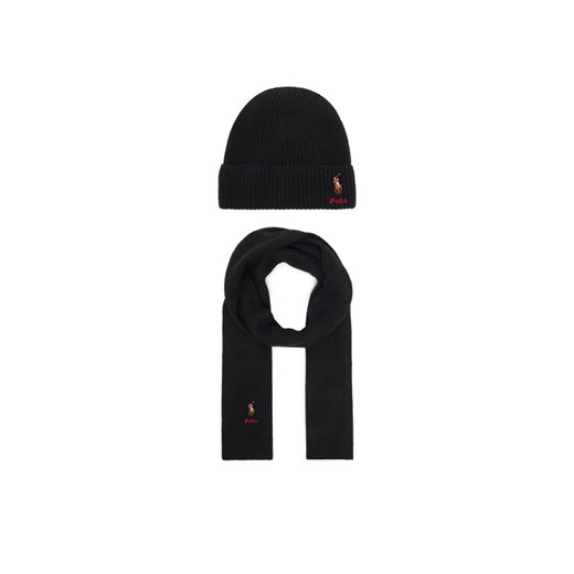 Polo Ralph Lauren Zestaw Szalik i Czapka 455981430003 Czarny ze sklepu MODIVO w kategorii Czapki zimowe damskie - zdjęcie 185353791