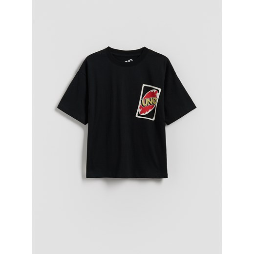 Reserved - T-shirt z nadrukiem UNO - czarny ze sklepu Reserved w kategorii T-shirty chłopięce - zdjęcie 185361993