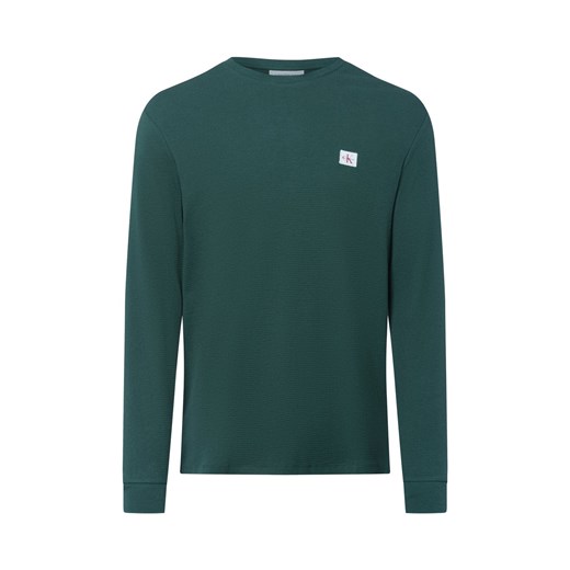 Calvin Klein Jeans Męska koszula z długim rękawem Mężczyźni jodłowy jednolity ze sklepu vangraaf w kategorii T-shirty męskie - zdjęcie 185362710