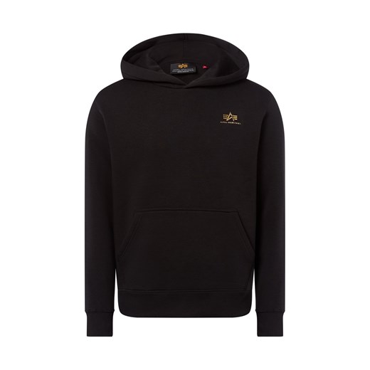 Alpha Industries Męski sweter z kapturem Mężczyźni Materiał dresowy czarny jednolity ze sklepu vangraaf w kategorii Bluzy męskie - zdjęcie 185362723