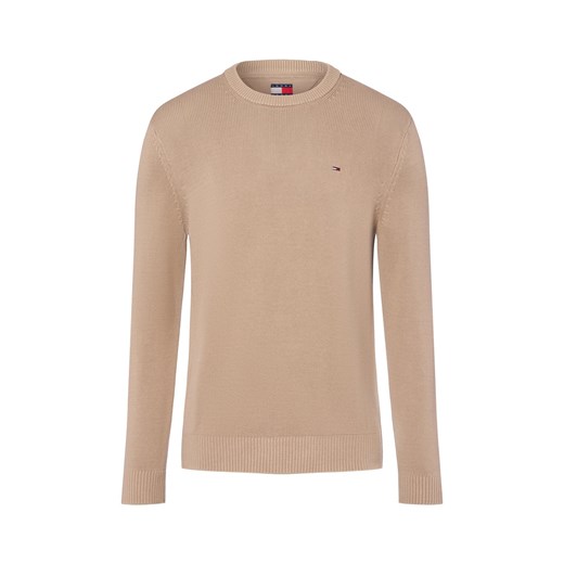 Tommy Jeans Męski sweter Mężczyźni Bawełna beżowy jednolity ze sklepu vangraaf w kategorii Swetry męskie - zdjęcie 185362724