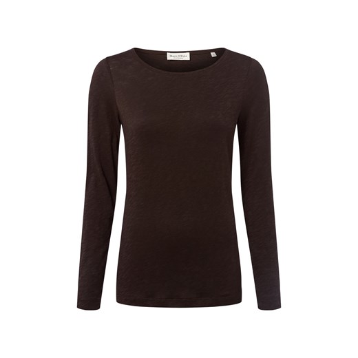 Marc O'Polo Damska koszulka z długim rękawem Kobiety Bawełna mocca jednolity ze sklepu vangraaf w kategorii Bluzki damskie - zdjęcie 185362730