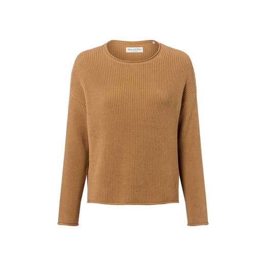 Marc O'Polo Sweter damski z dzianiny Kobiety Prążki wielbłądzi jednolity ze sklepu vangraaf w kategorii Swetry damskie - zdjęcie 185362733