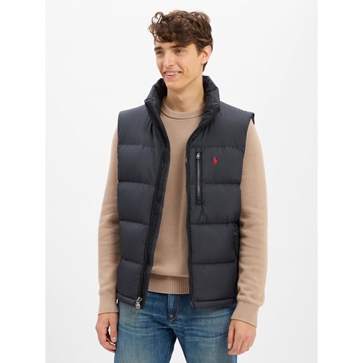 Polo Ralph Lauren Męska pikowana kamizelka puchowa Mężczyźni czarny jednolity ze sklepu vangraaf w kategorii Kamizelki męskie - zdjęcie 185362810