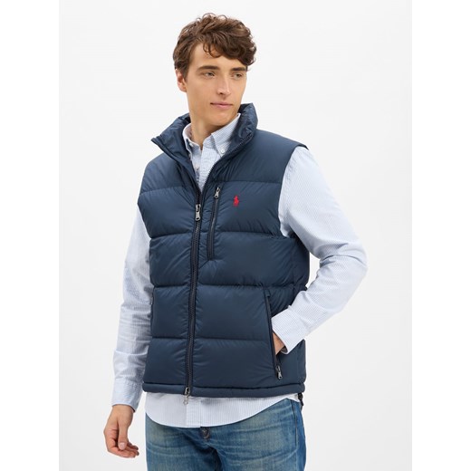 Polo Ralph Lauren Męska pikowana kamizelka puchowa Mężczyźni granatowy jednolity ze sklepu vangraaf w kategorii Kamizelki męskie - zdjęcie 185362811