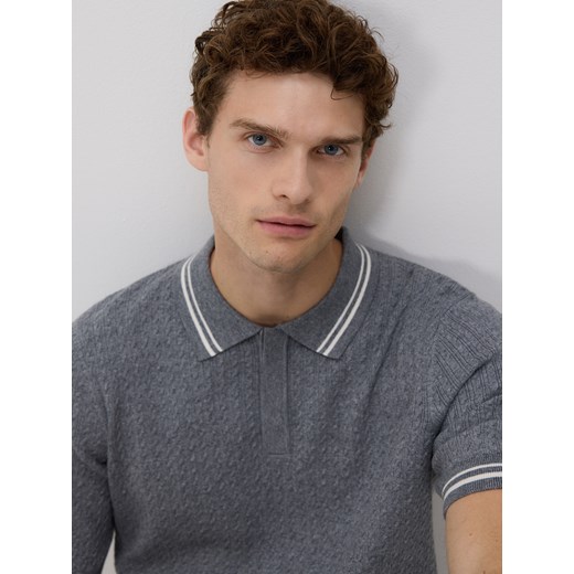 Reserved - Sweter polo z bawełną - ciemnoszary ze sklepu Reserved w kategorii Swetry męskie - zdjęcie 185364224
