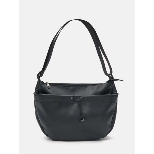 Sinsay - Torebka hobo na ramię z materiałowym paskiem - czarny Sinsay One Size Sinsay