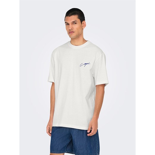 ONLY &amp; SONS Koszulka &quot;Milo&quot; w kolorze biało-niebieskim ze sklepu Limango Polska w kategorii T-shirty męskie - zdjęcie 185366103