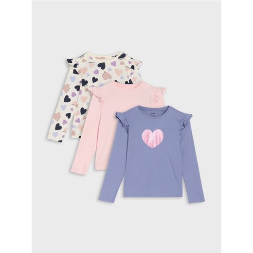 Sinsay - Bawełniana koszulka z długimi rękawami 3 pack - wielobarwny - id: XD445-MLC - marki Sinsay - 185367412 Sinsay - Bawełniana koszulka z długimi rękawami 3 pack - wielobarwny ze sklepu Sinsay w kategorii Bluzki dziewczęce - zdjęcie 185367412
