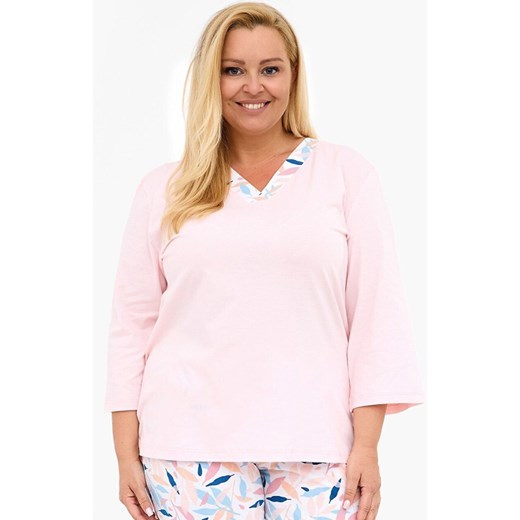 Bawełniana piżama damska plus size 389/455 Nancy, Kolor różowy-wzór, Rozmiar 3XL, Cornette ze sklepu Intymna w kategorii Piżamy damskie - zdjęcie 185369370