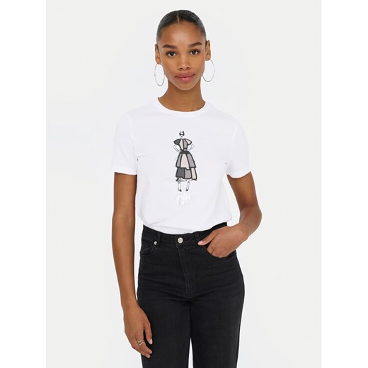 ONLY T-Shirt Emma 15329752 Biały Regular Fit ze sklepu MODIVO w kategorii Bluzki damskie - zdjęcie 185371744