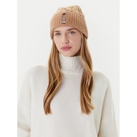 Polo Ralph Lauren Czapka 455981433003 Brązowy ze sklepu MODIVO w kategorii Czapki zimowe damskie - zdjęcie 185371871
