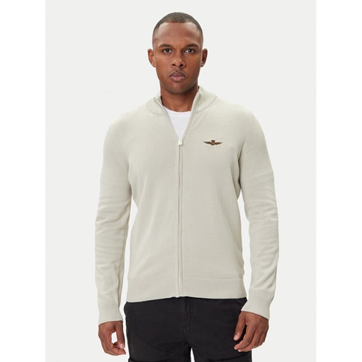 Aeronautica Militare Kardigan 252MA1580UL00506 Beżowy Regular Fit ze sklepu MODIVO w kategorii Swetry męskie - zdjęcie 185371933