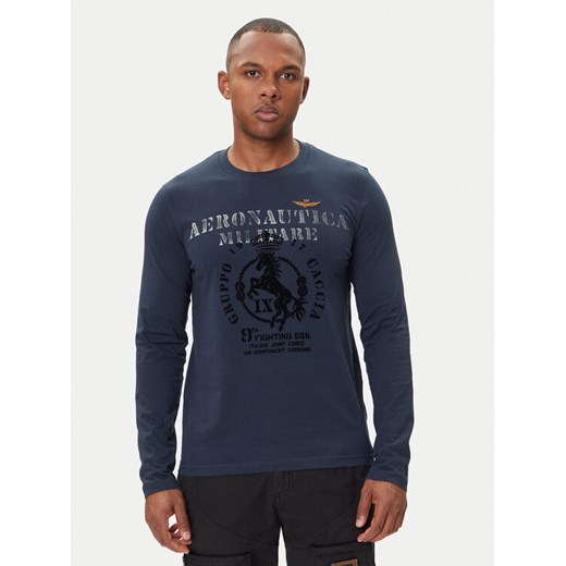 Aeronautica Militare Longsleeve 252TS2471UJ00641 Granatowy Regular Fit ze sklepu MODIVO w kategorii T-shirty męskie - zdjęcie 185372000