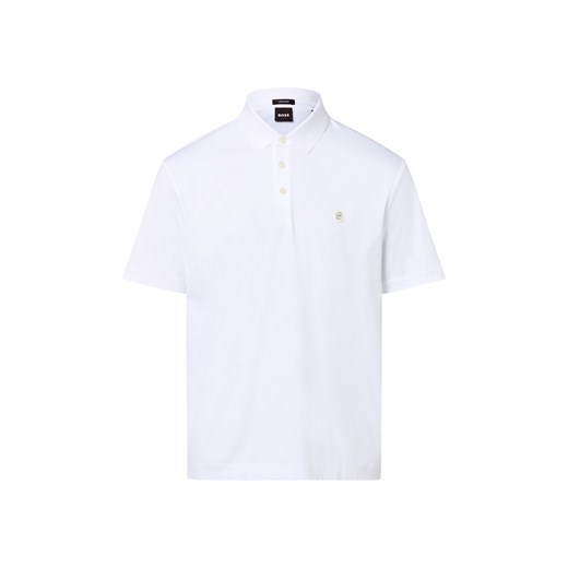 BOSS Męska koszulka polo - Parris Mężczyźni Bawełna biały jednolity ze sklepu vangraaf w kategorii T-shirty męskie - zdjęcie 185373610