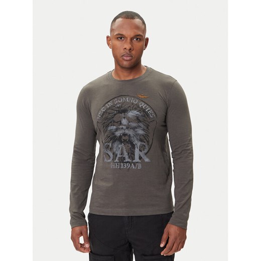 Aeronautica Militare Longsleeve 252TS2485UJ00708 Szary Regular Fit ze sklepu MODIVO w kategorii T-shirty męskie - zdjęcie 185373714