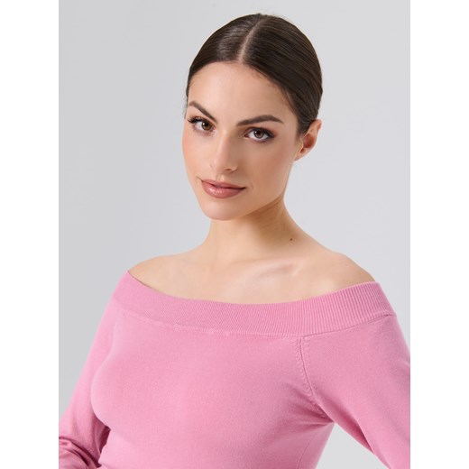 Sinsay - Sweter off shoulder - różowy Sinsay S Sinsay
