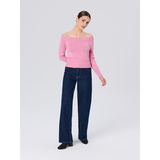 Sinsay - Sweter off shoulder - różowy Sinsay S Sinsay