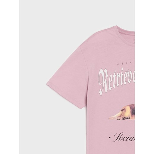 Sinsay - Bawełniana koszulka z krótkim rękawem - różowy Sinsay 152 (11-12 l) Sinsay