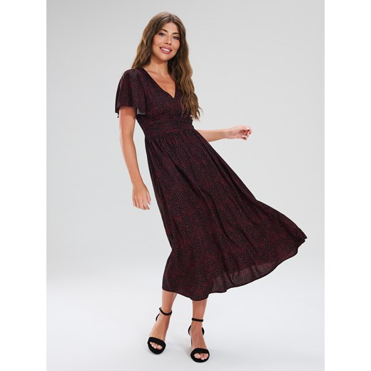 Sinsay - Sukienka midi w kropki z falbanami - wielobarwny Sinsay XS Sinsay