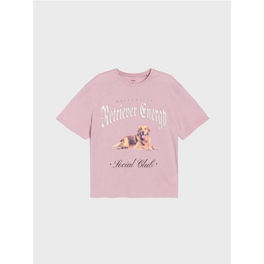 Sinsay - Bawełniana koszulka z krótkim rękawem - różowy - id: 490FV-39X - marki Sinsay - 185376404 Sinsay - Bawełniana koszulka z krótkim rękawem - różowy ze sklepu Sinsay w kategorii Bluzki dziewczęce - zdjęcie 185376404