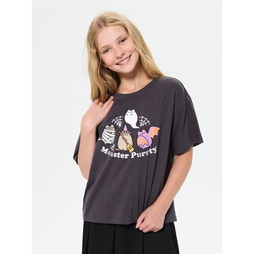 Sinsay - Bawełniana koszulka z nadrukiem Pusheen the Cat - szary Sinsay 158 (12-13 l) Sinsay