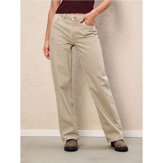 Sinsay - Jeansy wide leg - kremowy ze sklepu Sinsay w kategorii Jeansy damskie - zdjęcie 185376512