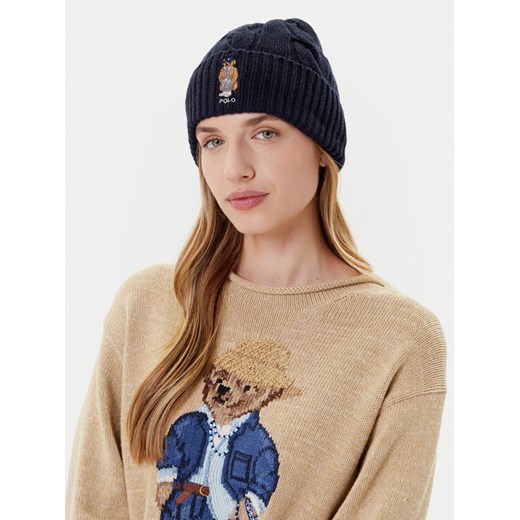 Czapka Polo Ralph Lauren 455981433002 Granatowy ze sklepu eobuwie.pl w kategorii Czapki zimowe damskie - zdjęcie 185376784