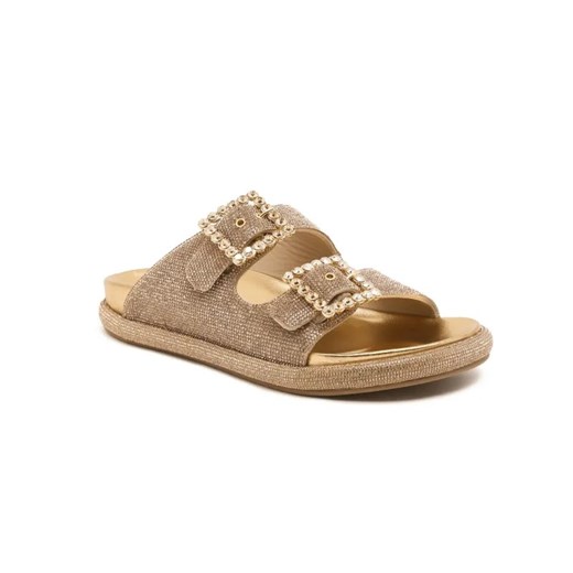 Le Silla Klapki STARDUST MARIGOLD | z dodatkiem skóry ze sklepu Gomez Fashion Store w kategorii Klapki damskie - zdjęcie 185378361
