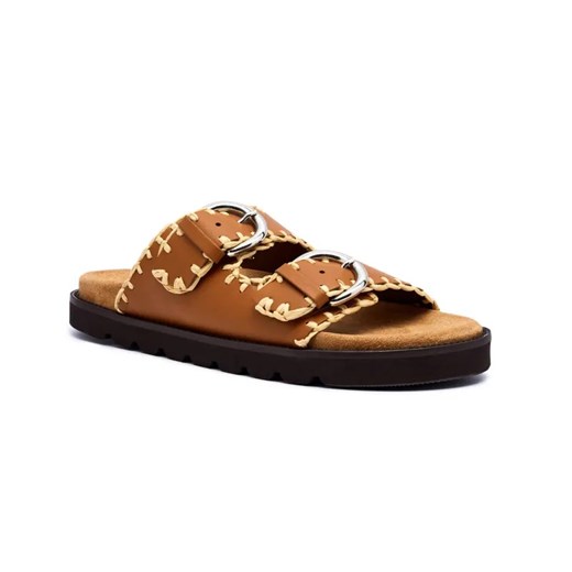Weekend MaxMara Skórzane klapki ABATE ze sklepu Gomez Fashion Store w kategorii Klapki damskie - zdjęcie 185378721