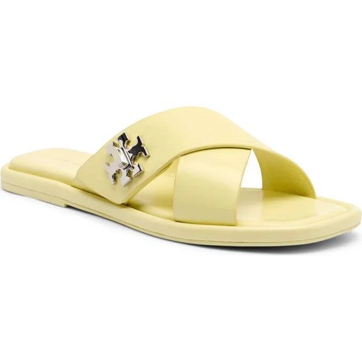 TORY BURCH Skórzane klapki T LOCK ze sklepu Gomez Fashion Store w kategorii Klapki damskie - zdjęcie 185378790